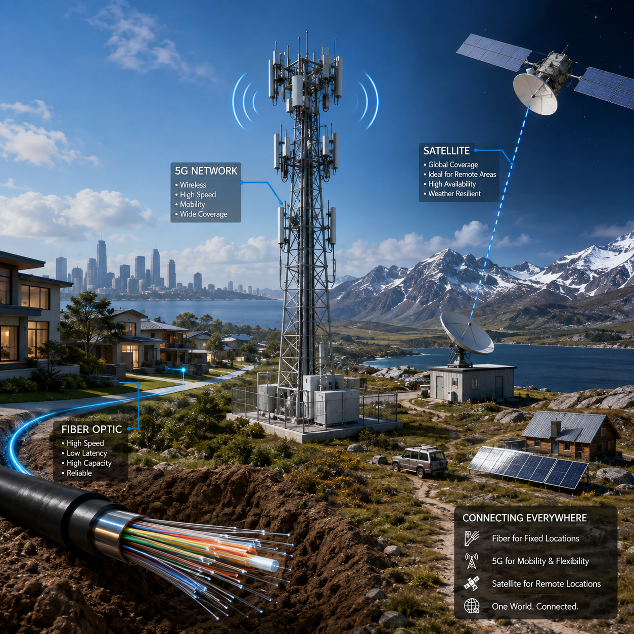 Comparing Satellite Internet vs. Fiber Optic vs. 5G: Which Connectivity Option Is Best?